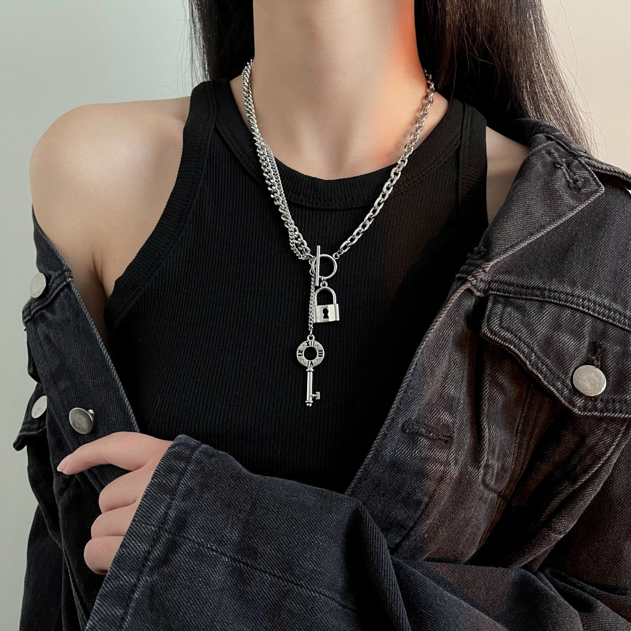 Key & Lock Pendant Necklace With OT Clasp - Damned Threads